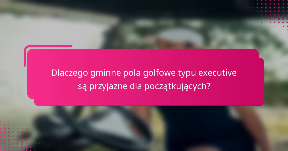 Dlaczego gminne pola golfowe typu executive są przyjazne dla początkujących?