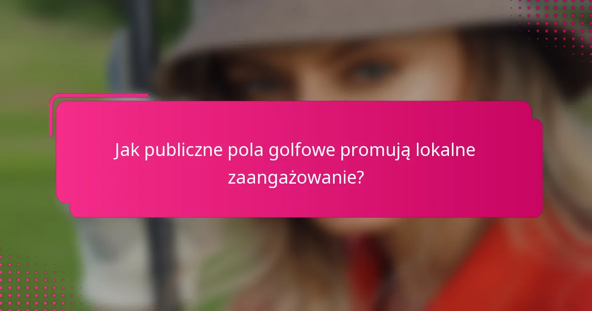 Jak publiczne pola golfowe promują lokalne zaangażowanie?