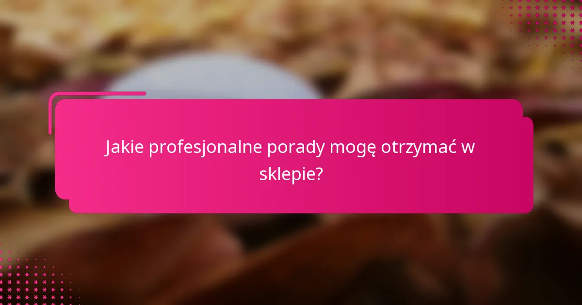 Jakie profesjonalne porady mogę otrzymać w sklepie?