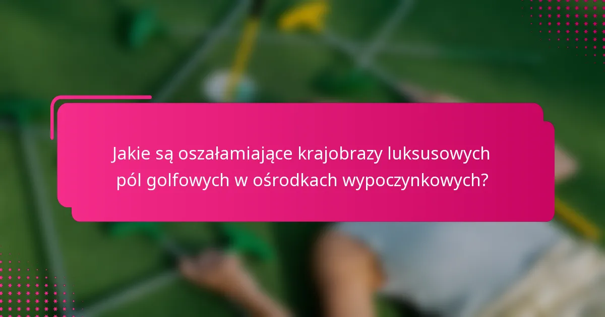 Jakie są oszałamiające krajobrazy luksusowych pól golfowych w ośrodkach wypoczynkowych?