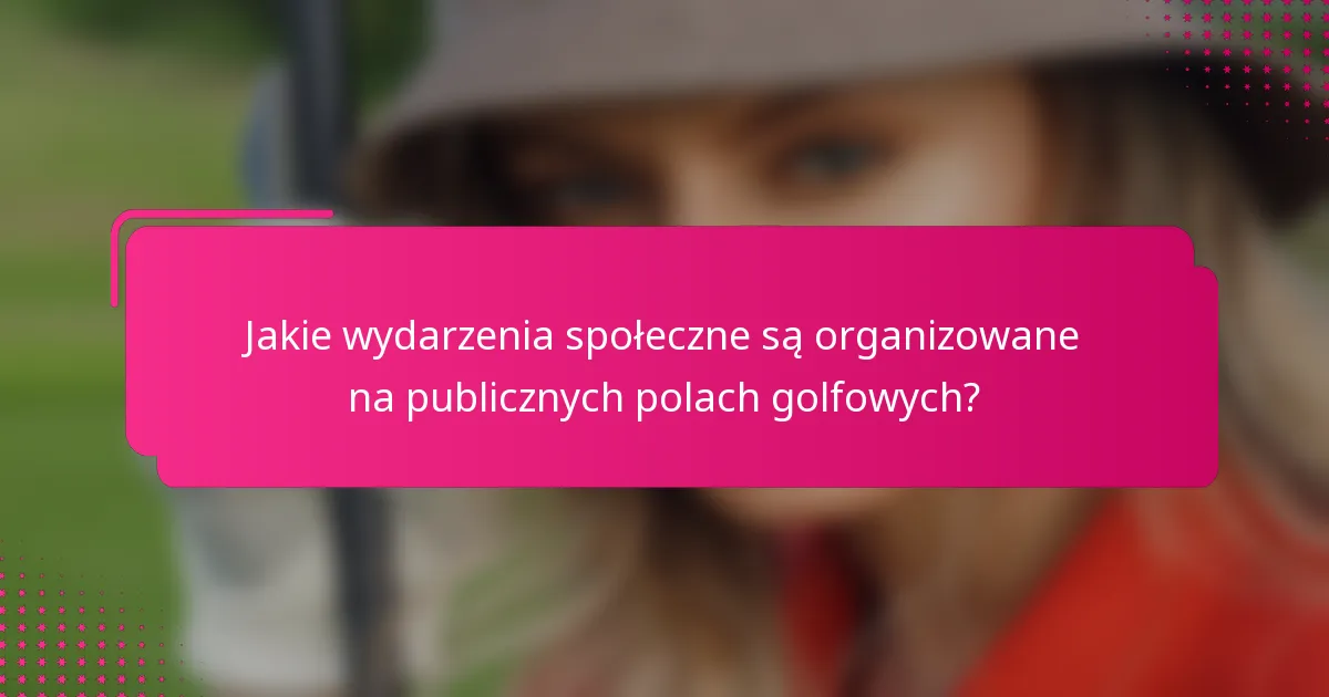 Jakie wydarzenia społeczne są organizowane na publicznych polach golfowych?